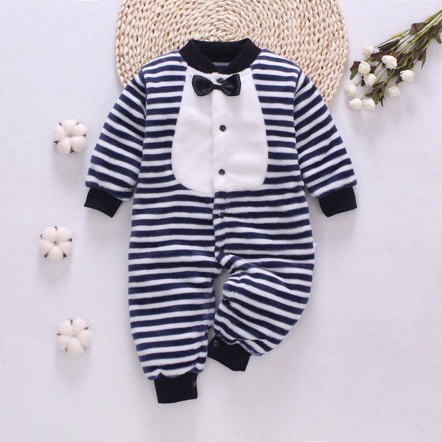 Pure color cute thick warm baby onesies