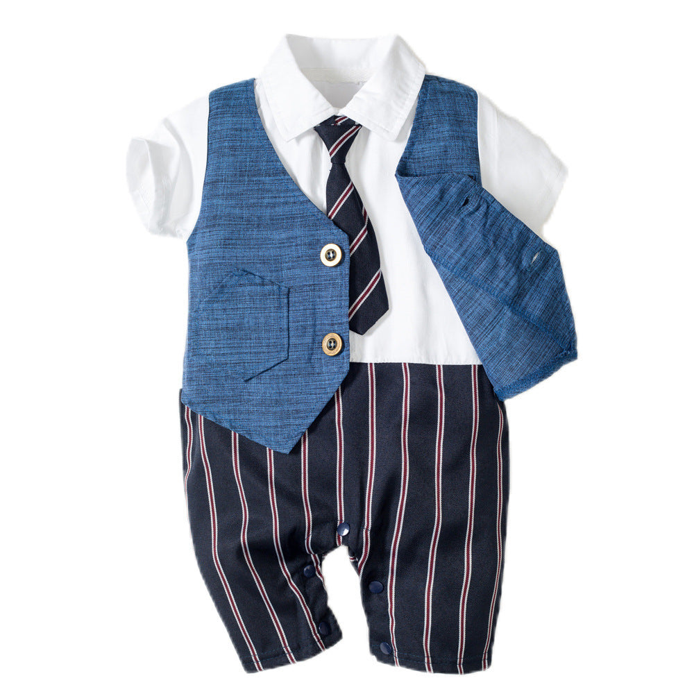 Infant Boy Baby Gentleman Outing Clothes One-Piece Suit Romper