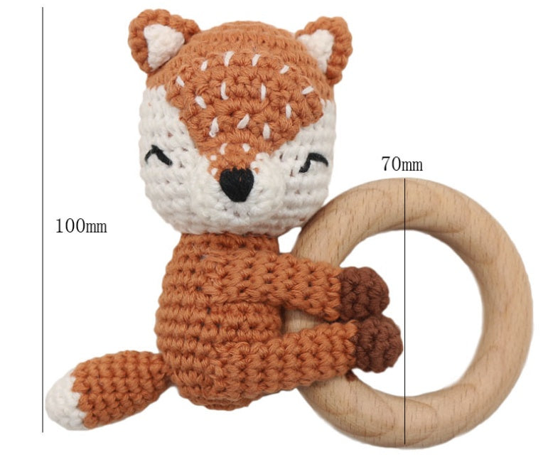 Handmade Crochet Fox Elk Rattle Toy Baby Molar Teether