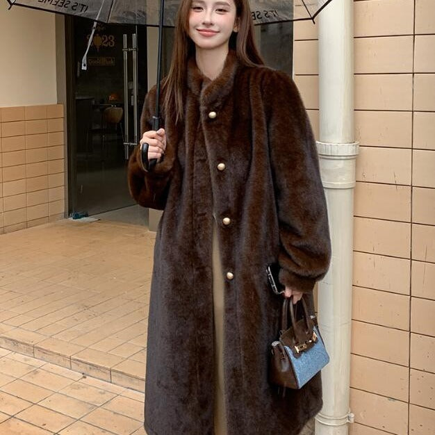 Mid-ancient Long Mink Environmental Protection Purple Velvet Whole Mink Marten Overcoats