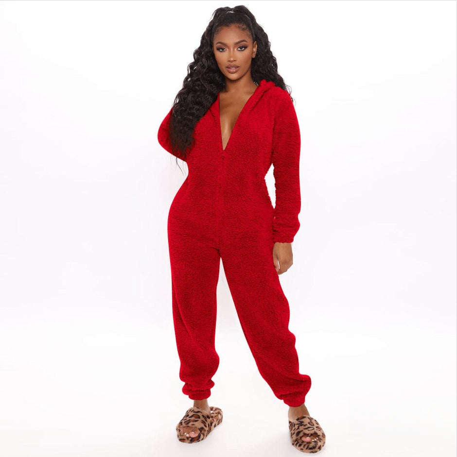 Winter Plush One-piece Pajamas