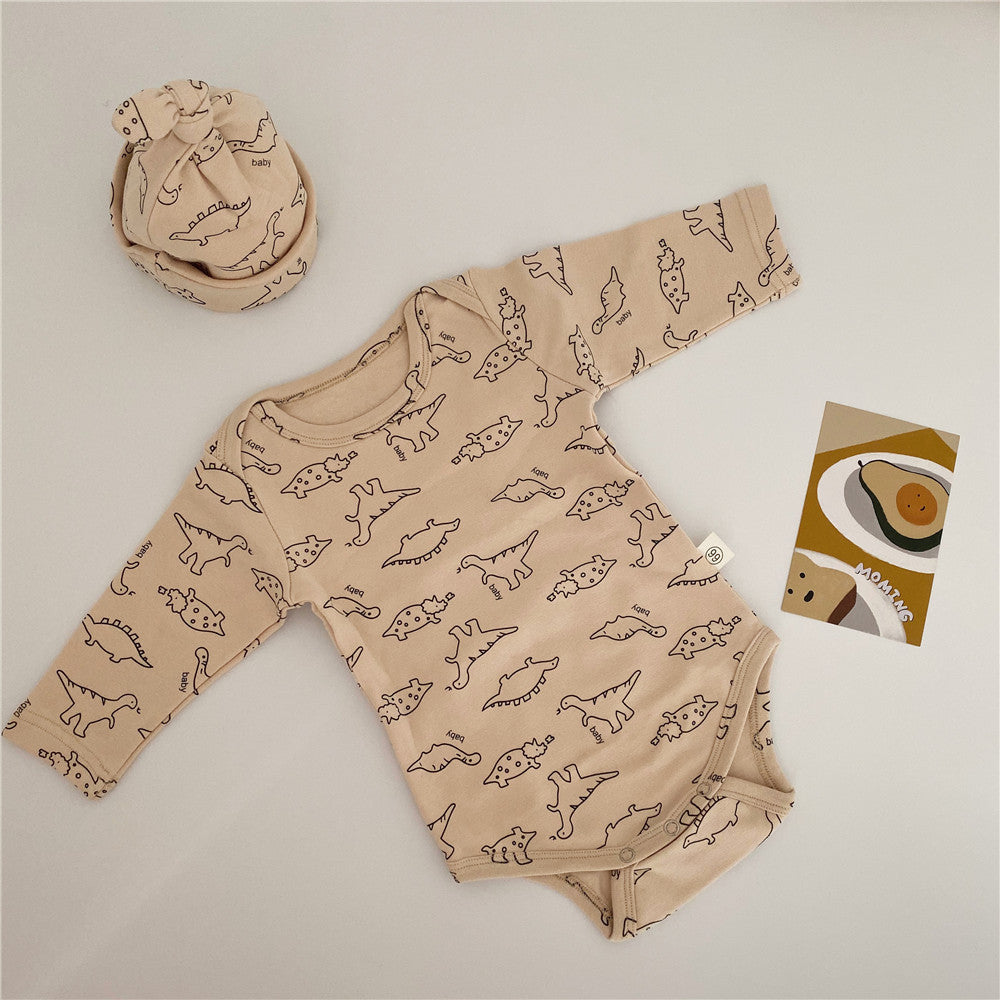 Infant baby dinosaur round neck suit