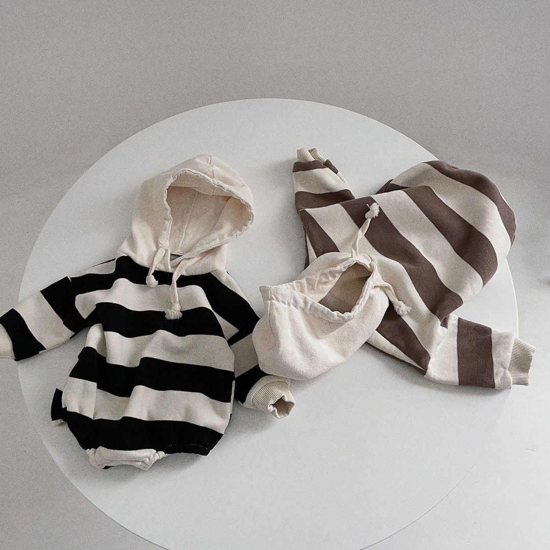 Striped Ins Long Sleeved Baby Romper For Warmth