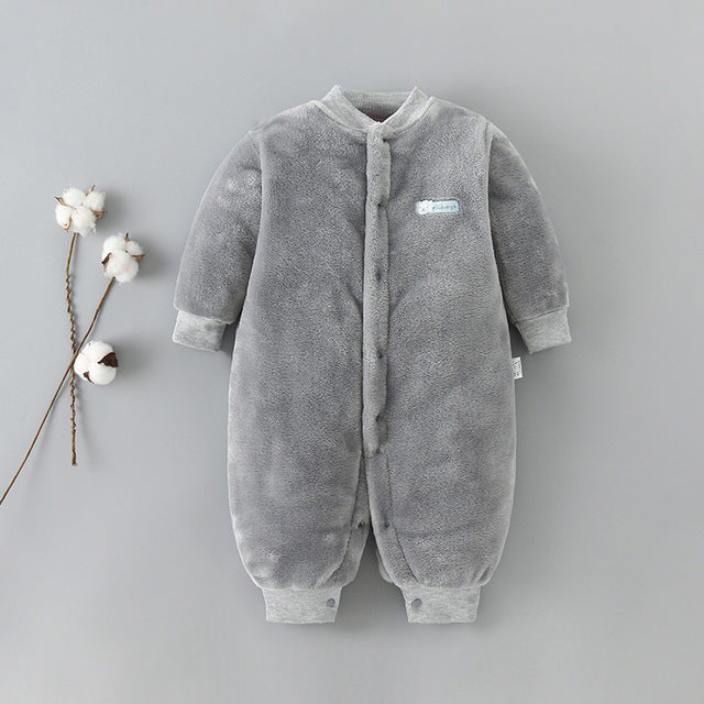 Pure color cute thick warm baby onesies