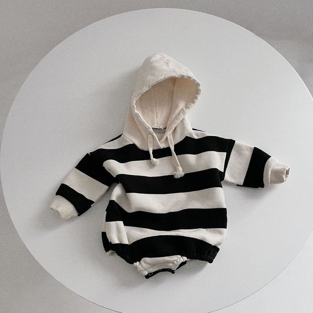 Striped Ins Long Sleeved Baby Romper For Warmth