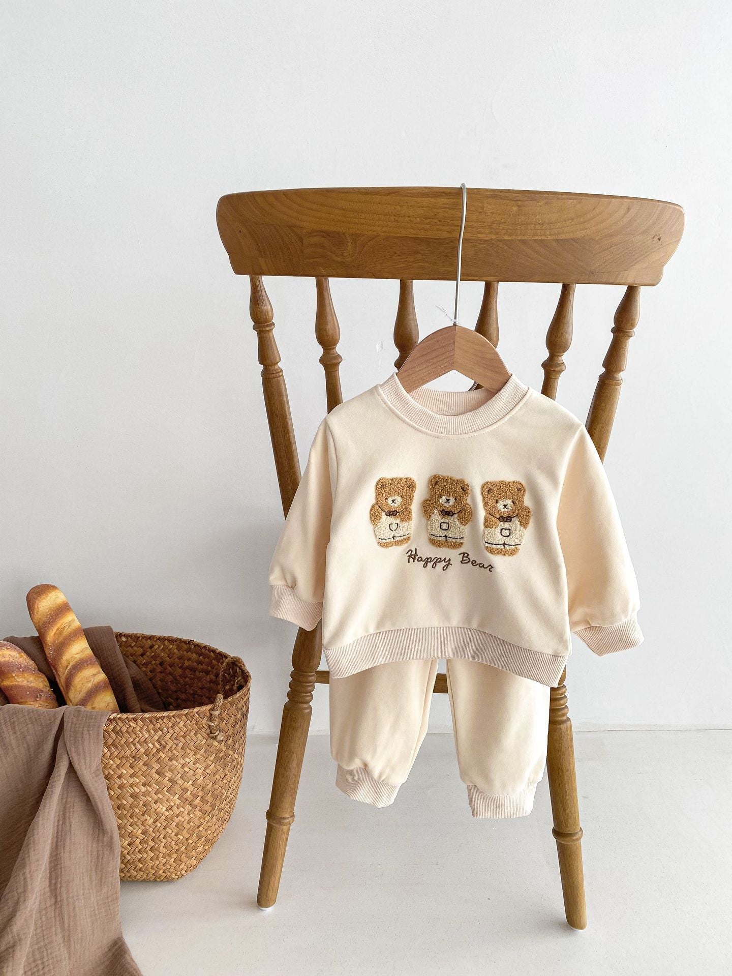 Korean Style Baby Cartoon Bear Embroidered Sweater Baby Cute Cute Fashion Cute Loose Top Suit