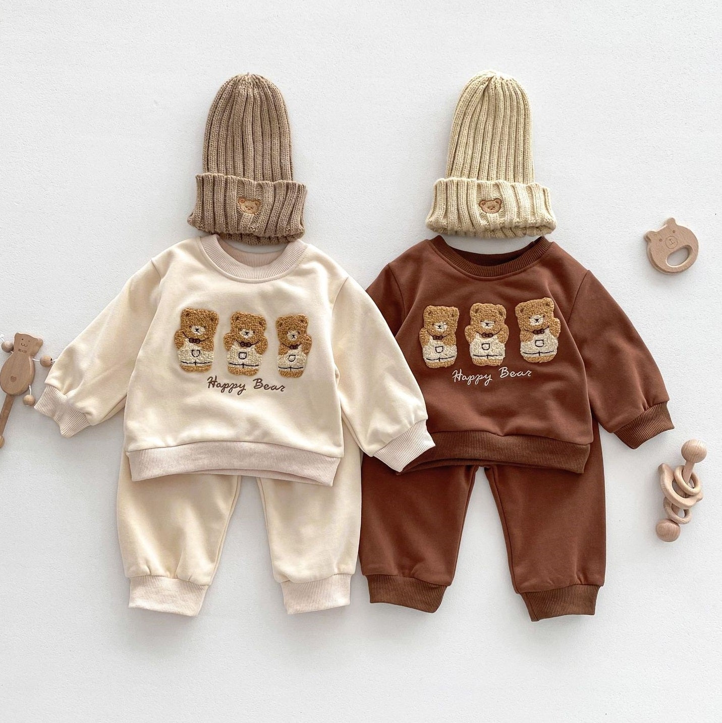 Korean Style Baby Cartoon Bear Embroidered Sweater Baby Cute Cute Fashion Cute Loose Top Suit