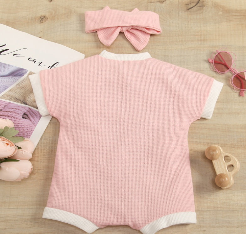 Solid Color Waffle Baby Jumpsuit