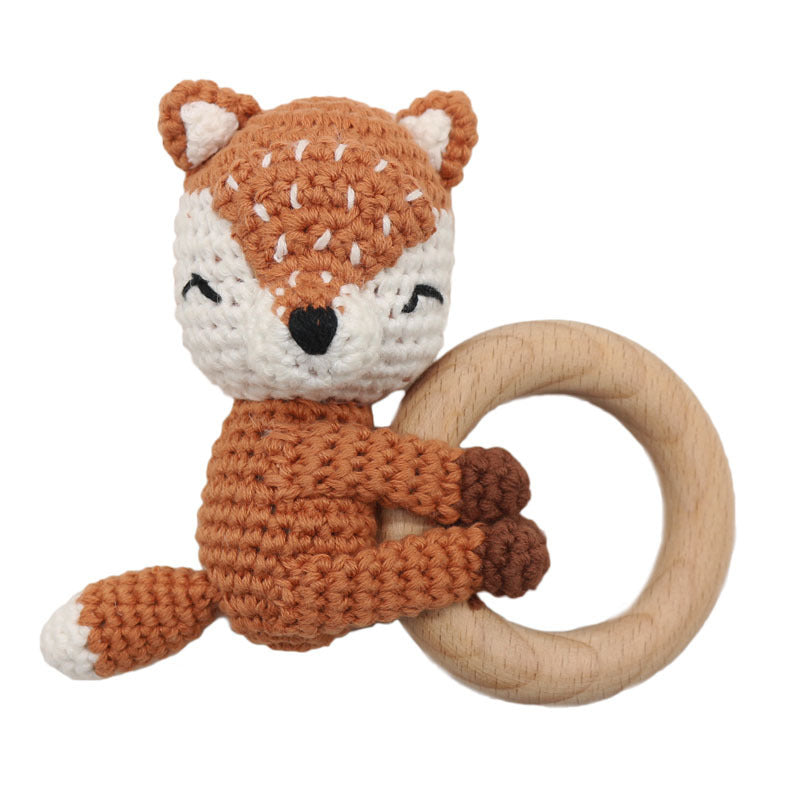 Handmade Crochet Fox Elk Rattle Toy Baby Molar Teether