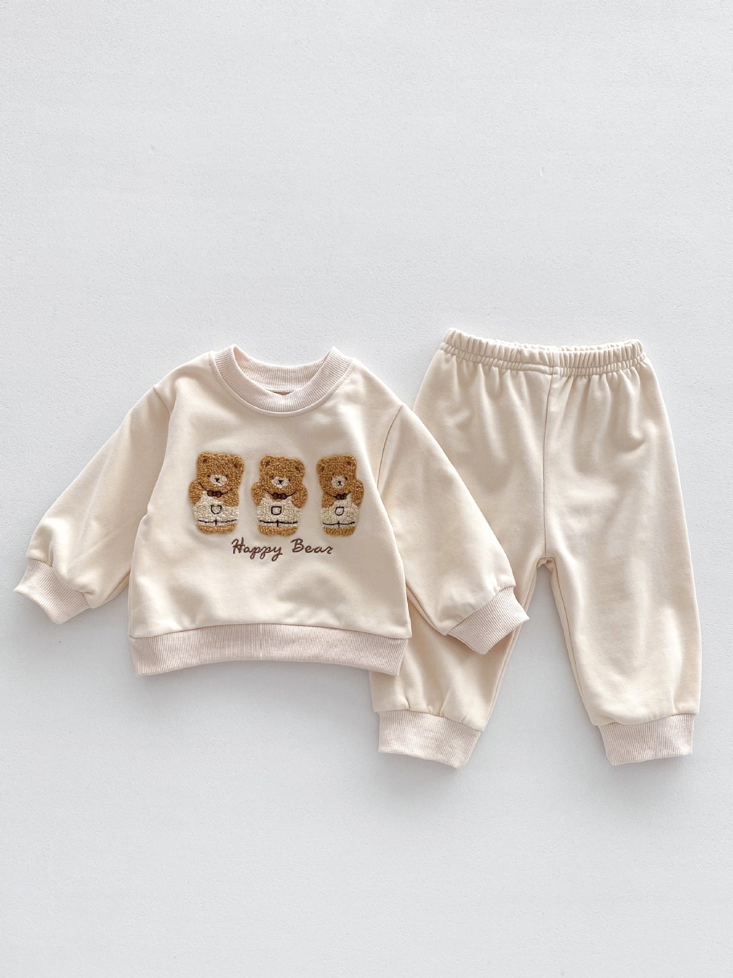 Korean Style Baby Cartoon Bear Embroidered Sweater Baby Cute Cute Fashion Cute Loose Top Suit