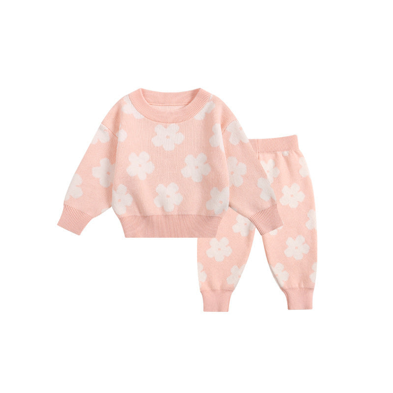 Cotton Baby Flower Sweater Suit