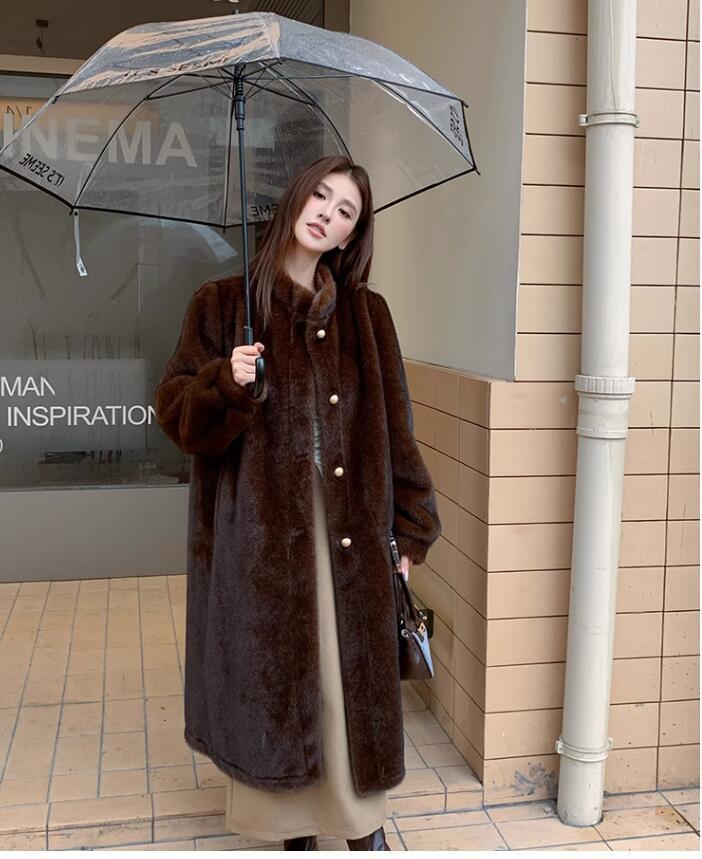 Mid-ancient Long Mink Environmental Protection Purple Velvet Whole Mink Marten Overcoats