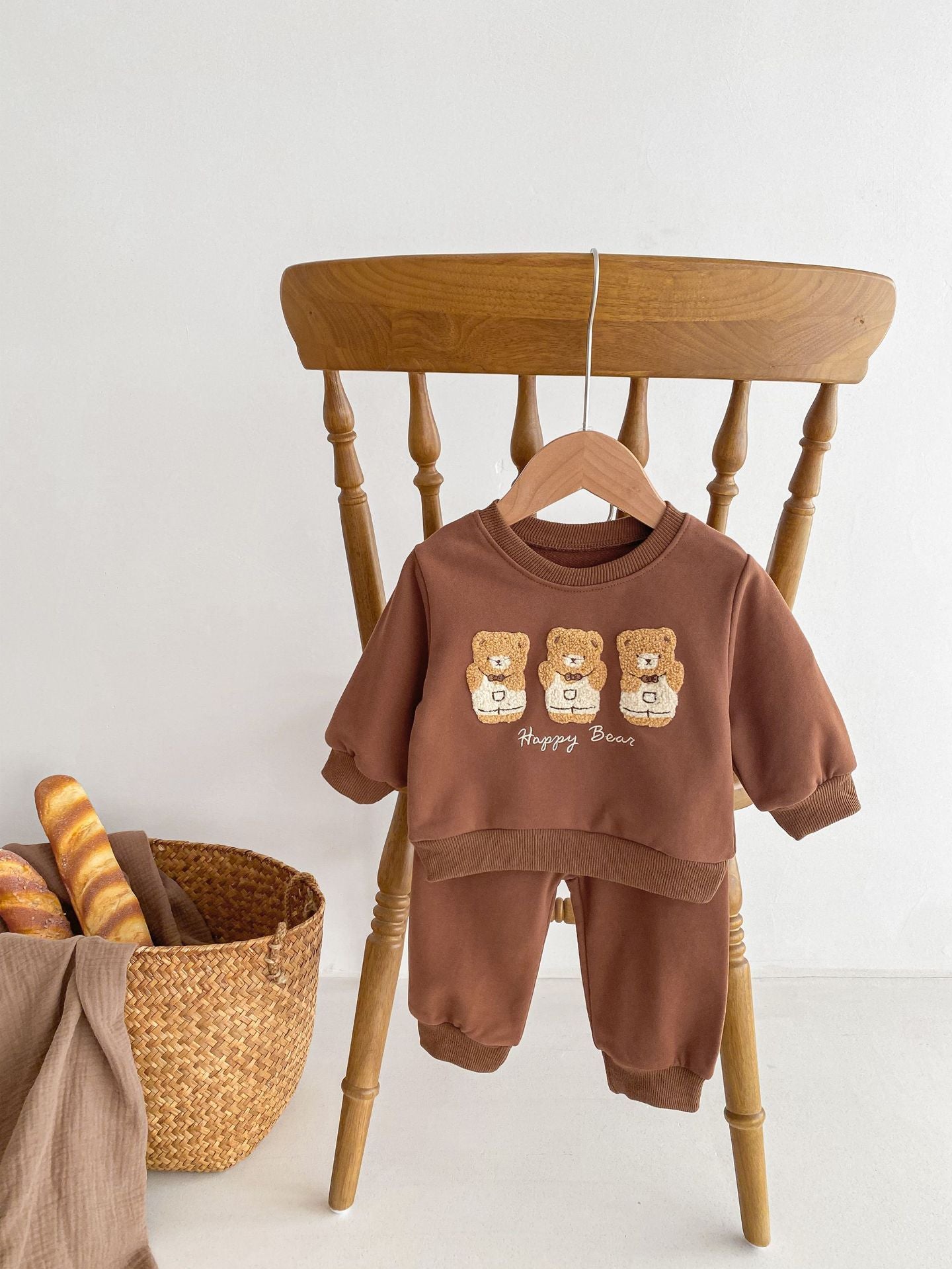 Korean Style Baby Cartoon Bear Embroidered Sweater Baby Cute Cute Fashion Cute Loose Top Suit