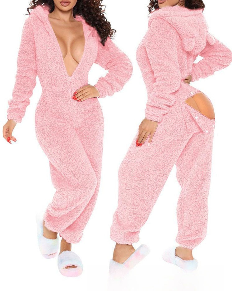 Winter Plush One-piece Pajamas