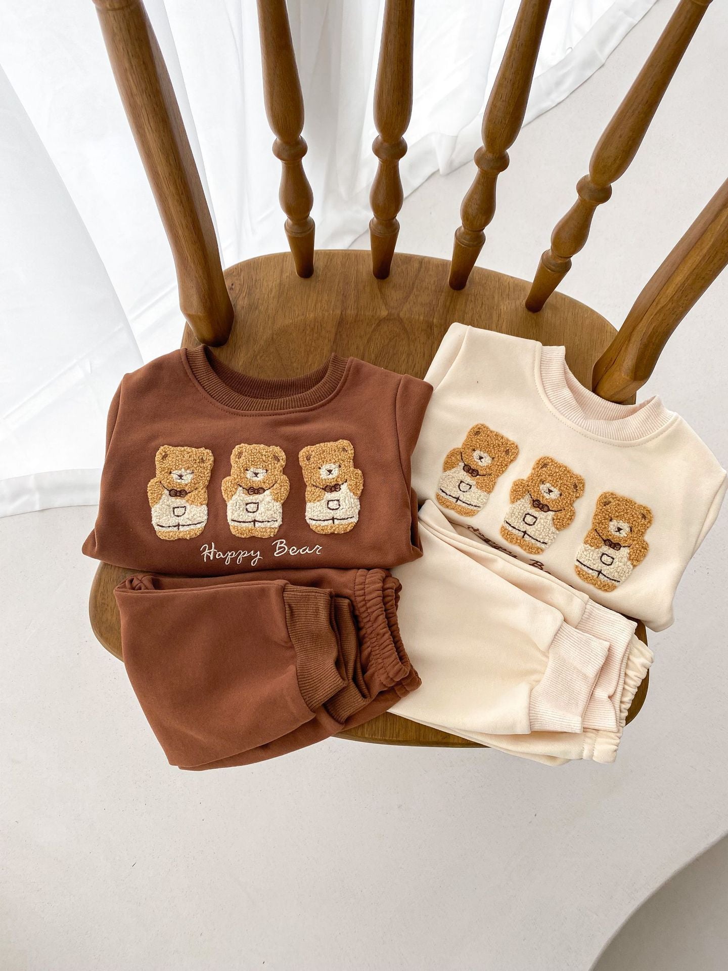 Korean Style Baby Cartoon Bear Embroidered Sweater Baby Cute Cute Fashion Cute Loose Top Suit