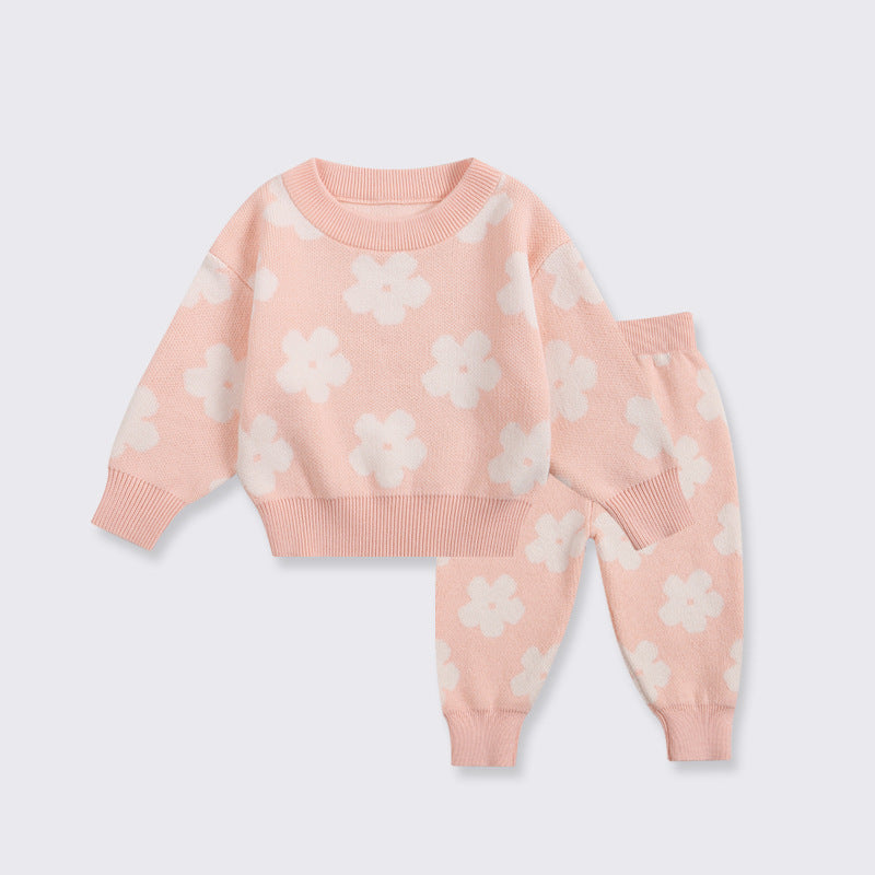 Cotton Baby Flower Sweater Suit